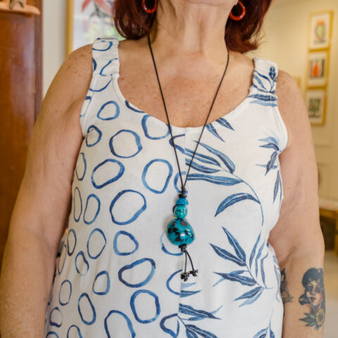 Colar com Pingente de Jarina – Azul Turquesa