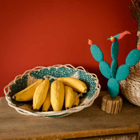 Fruteira de Palha de Carnaúba Flor Verde