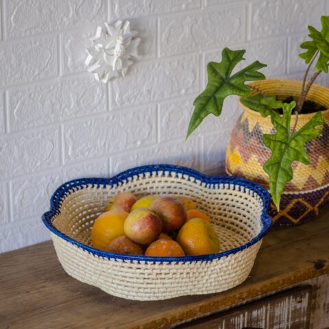 Fruteira de Palha de Carnaúba Azul