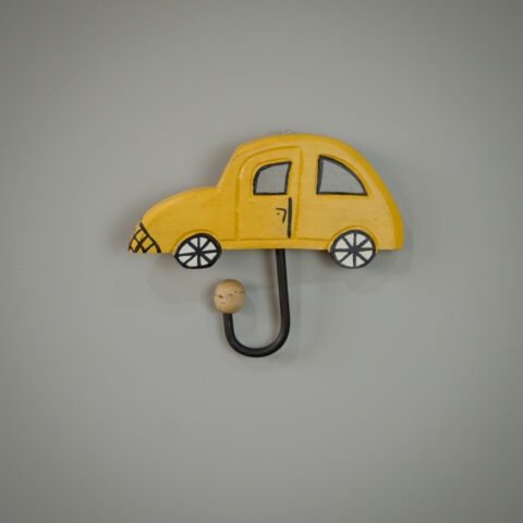 Gancho de Madeira para parede Carro Amarelo