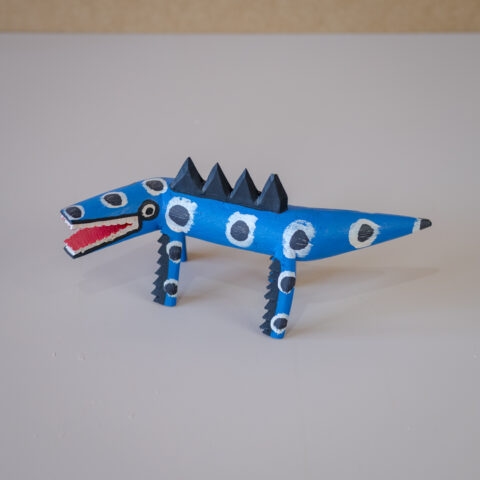 Lagarto em madeira Cícero Ferreira – azul (M)