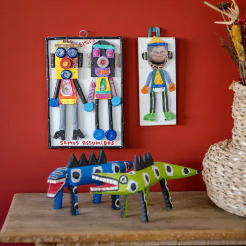 Lagarto em madeira Cícero Ferreira – azul (M)