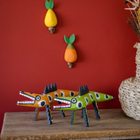 Lagarto em madeira Cícero Ferreira – verde (M)