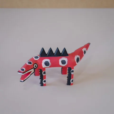 Lagarto em madeira Cícero Ferreira – vermelho (M)