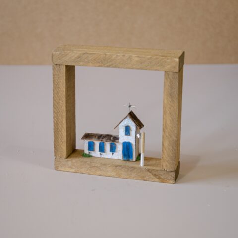 Quadro Igrejinha de Madeira