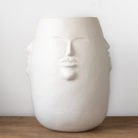 Vaso Faces Cerâmica Jequitinhonha (M) – Branco