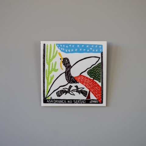 Azulejo de Parede Xilogravura J. Borges – Asa Branca no Sertão