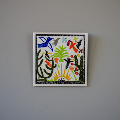 Azulejo de Parede Xilogravura J. Borges – Cactos, Flores e Frutos