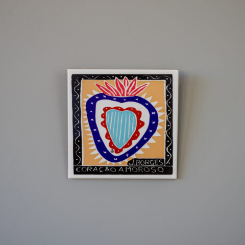 Azulejo de Parede Xilogravura J. Borges – Coração Amoroso