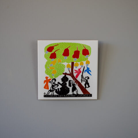 Azulejo de Parede Xilogravura J. Borges – Crianças no Cajueiro