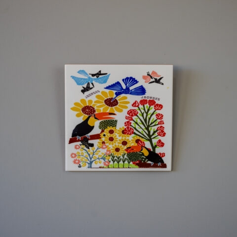 Azulejo de Parede Xilogravura J. Borges – Pássaros e Flores