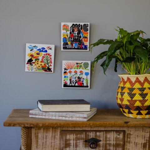 Azulejo de Parede Xilogravura J. Borges – Pássaros e Flores