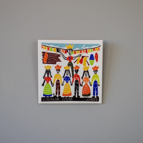 Azulejo de Parede Xilogravura J. Borges – Quadrilha Junina