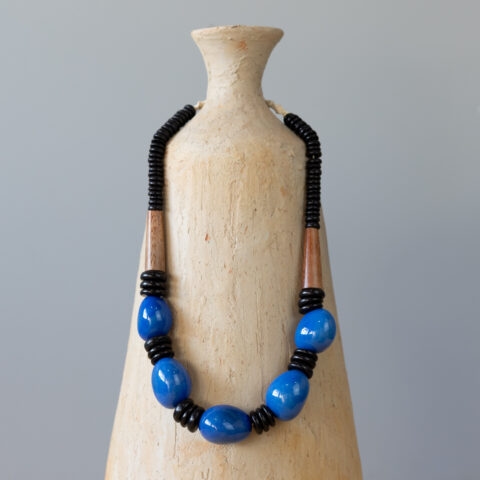 Colar de Jarina com Coco – Azul Turquesa