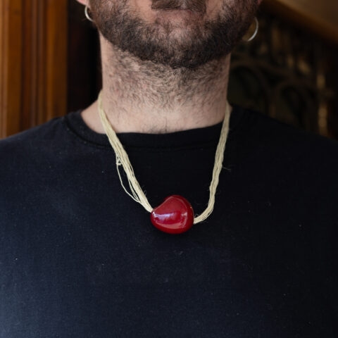 Colar de Tucum e Pingente de Jarina – Vermelho