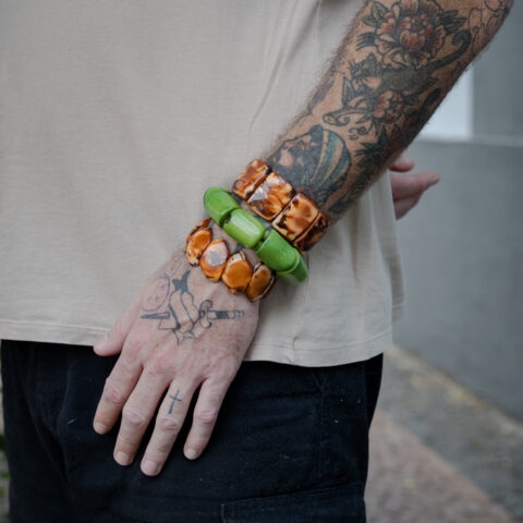 Pulseira de Jarina Geométrica – Verde Limão