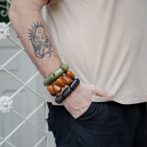 Pulseira de Jarina Geométrica – Verde Oliva