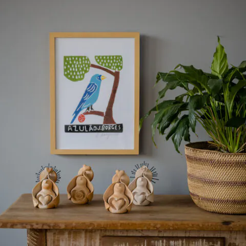 Quadro Xilogravura J. Borges: Azulão (P)