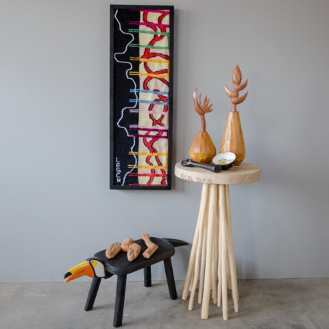 Vaso de Madeira com Helicônia (M)