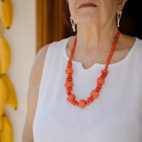 Colar Açaí e Jarina – Coral