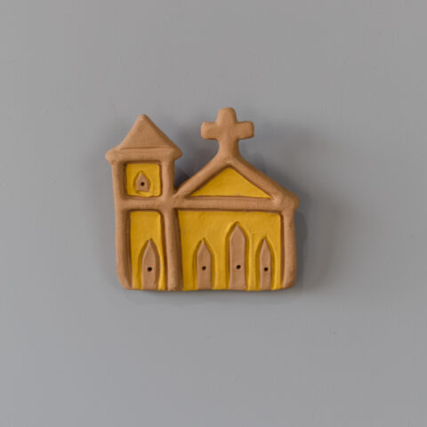Igrejinha de Cerâmica de Parede – Amarelo Claro