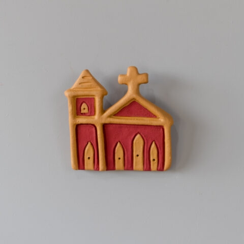 Igrejinha de Cerâmica de Parede – Vermelho