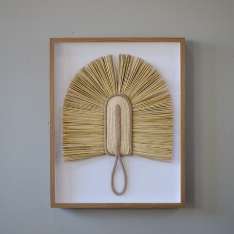 Quadro Leque Palha e Corda – Marrom