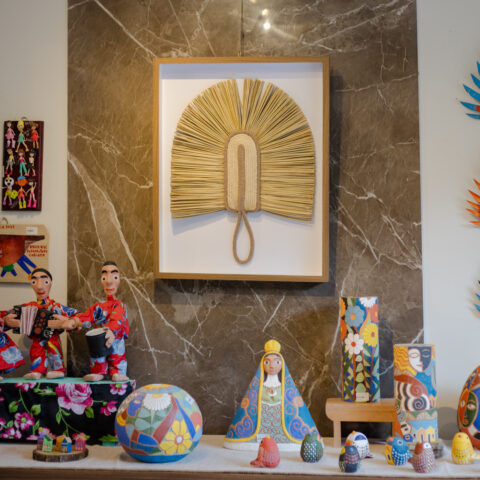 Quadro Leque Palha e Corda – Marrom