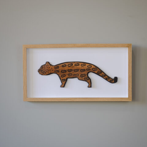 Quadro Onça Pintada Indígena Madeira