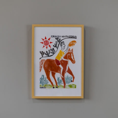 Quadro Xilogravura Bacaro Borges: Criado na Fazenda (M)