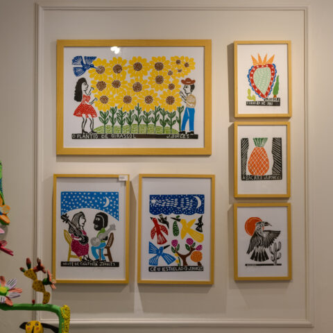 Quadro Xilogravura J. Borges: O Plantio de Girassol (G)