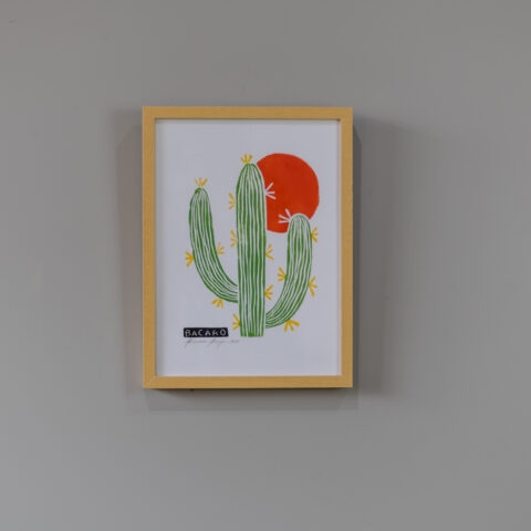 Quadro Xilogravura Bacaro Borges: Cacto Listrado (P)