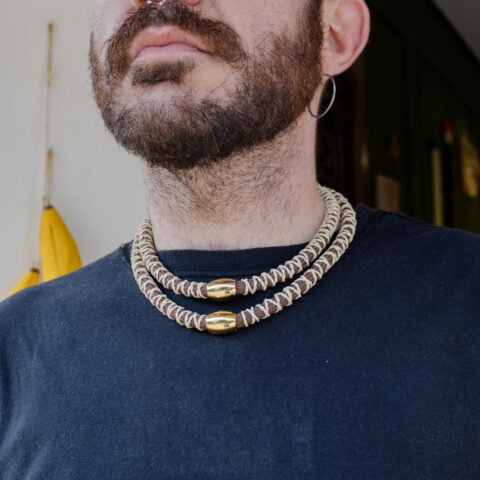 Colar Trançado Marrom