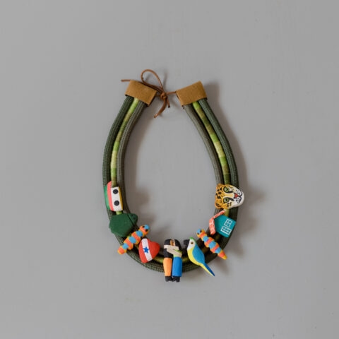 Colar Corda Verde Adornos Miriti