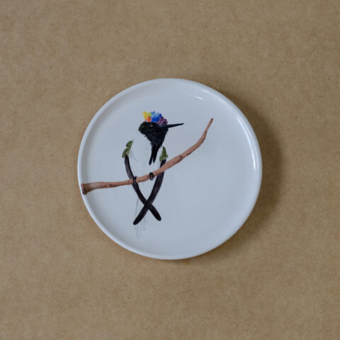 Prato de Cerâmica Beija-flor Chifre de Ouro (G)