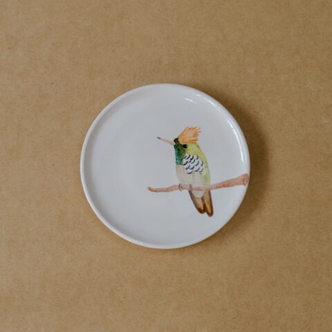 Prato de Cerâmica Beija-flor Topetinho Vermelho (G)