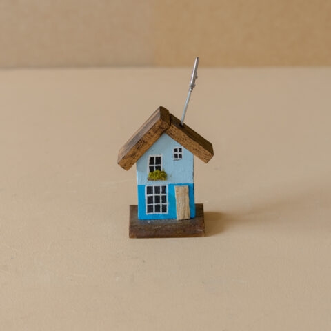 Porta-Recados Casinha em Madeira Azuis