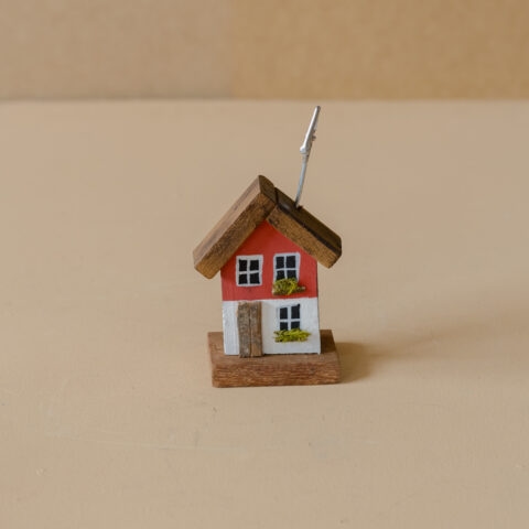 Porta-Recados Casinha em Madeira Vermelho e Branco