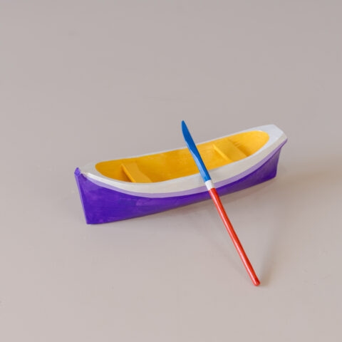 Mini Canoa com Remo em Madeira Caiçara (G2)