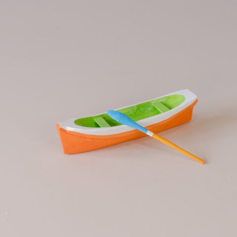 Mini Canoa com Remo em Madeira Caiçara (G4)