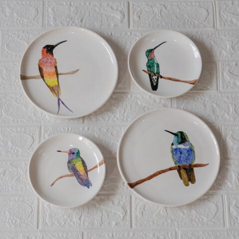 Prato de Cerâmica Beija-flor Brilho de Fogo 2 (G)