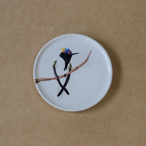 Prato de Cerâmica Beija-flor Chifre de Ouro (G)