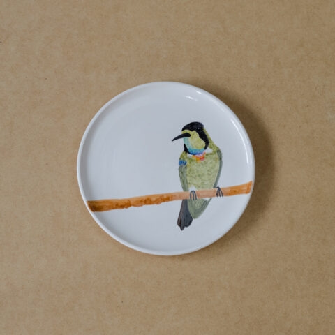 Prato de Cerâmica Beija-flor Gravatinha Vermelha (G)