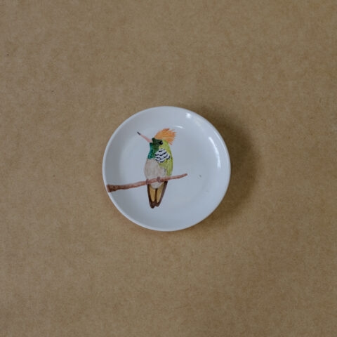 Prato de Cerâmica Beija-flor Topetinho Vermelho (P)