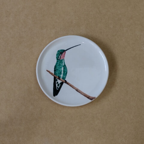 Prato de Cerâmica Beija-flor de Barriga Castanha (G)