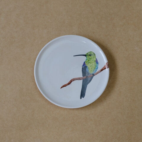 Prato de Cerâmica Beija-flor de Costas Violeta (G)