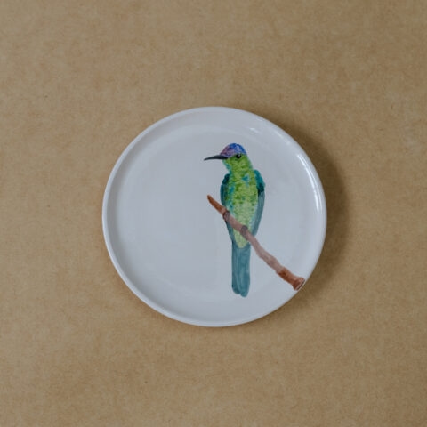 Prato de Cerâmica Beija-flor de Fronte Violeta (G)