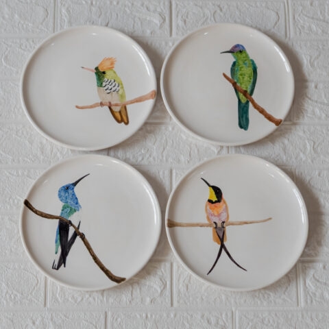 Prato de Cerâmica Beija-flor de Fronte Violeta (G)