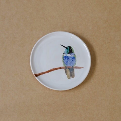 Prato de Cerâmica Beija-flor de Gravata Verde (G)