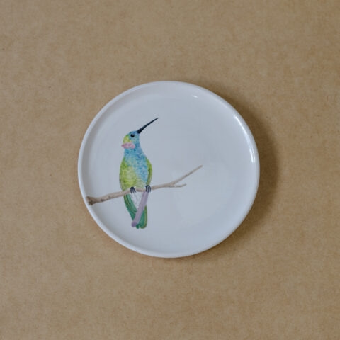 Prato de Cerâmica Beija-flor de Orelha Violeta (G)